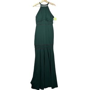 NWT Windsor Carly Formal Illusion Mermaid Dress Hunter green Juniors Size 5